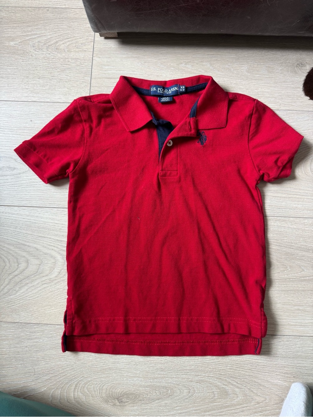 U.S. Polo Assn. Red Boys' Short Sleeve Polo with Navy Trim